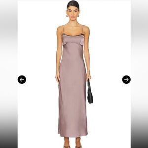 NIA Mauve Satin Maxi Dress with Bows